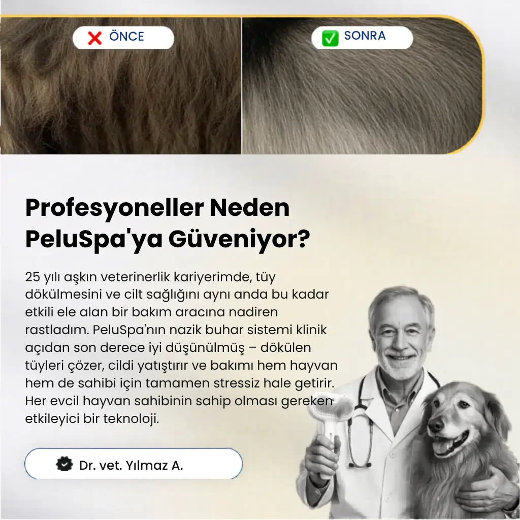 PeluSpa Buharlı Kedi ve Köpek Tarağı - Masaj Etkili Tüy Toplayıcı Fırça